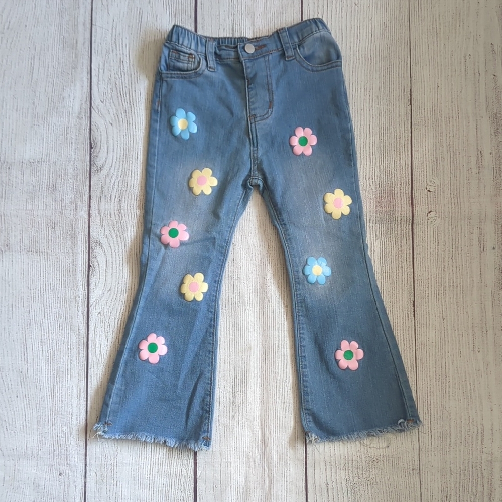 Kids Denim Flower-Embellished Jeans